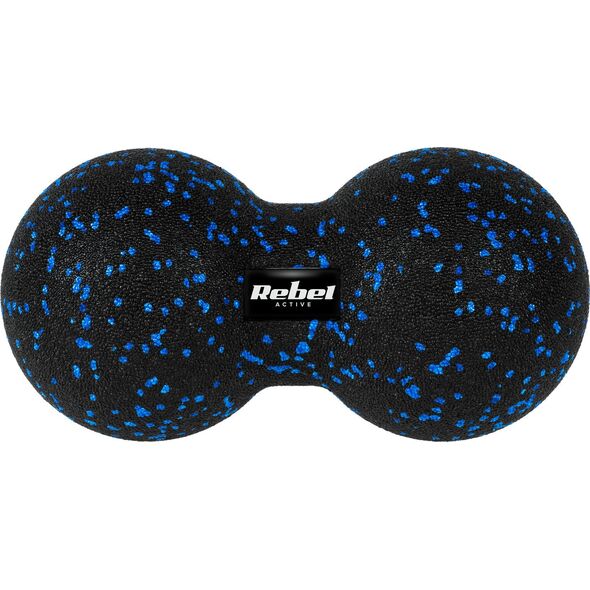 Rebel Duoball podwójna piłka do masażu 12cm, kolor czarno-niebieski, materiał EPP, REBEL ACTIVE