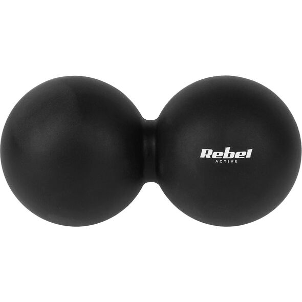 Rebel Duoball podwójna piłka do masażu 6.2cm, kolor czarny, materiał silikon, REBEL ACTIVE