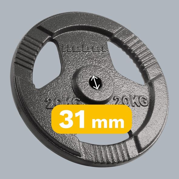 Rebel Obciążenie żeliwne 20kg, otwór 31mm, talerz z uchwytami, REBEL ACTIVE