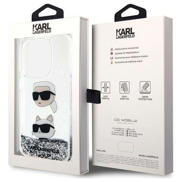 Karl Lagerfeld Etui Karl Lagerfeld KLHCP14LLDHKCNS Apple iPhone 14 Pro hardcase Liquid Glitter srebrny/silver