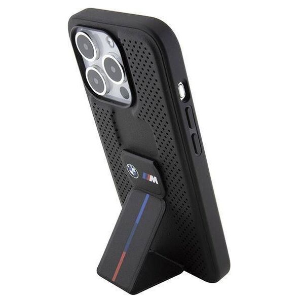 Original Case APPLE IPHONE 15 PRO BMW Hardcase Grip Stand Smooth & Perforated (BMHCP15LGSPPRK) black 3666339204587