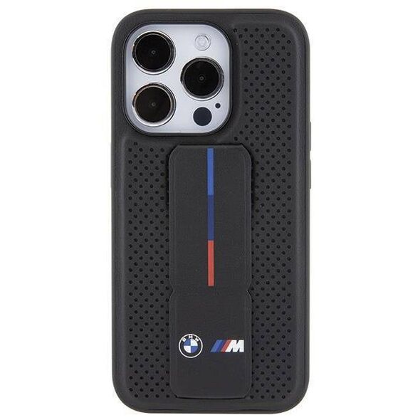 Original Case APPLE IPHONE 15 PRO BMW Hardcase Grip Stand Smooth & Perforated (BMHCP15LGSPPRK) black 3666339204587