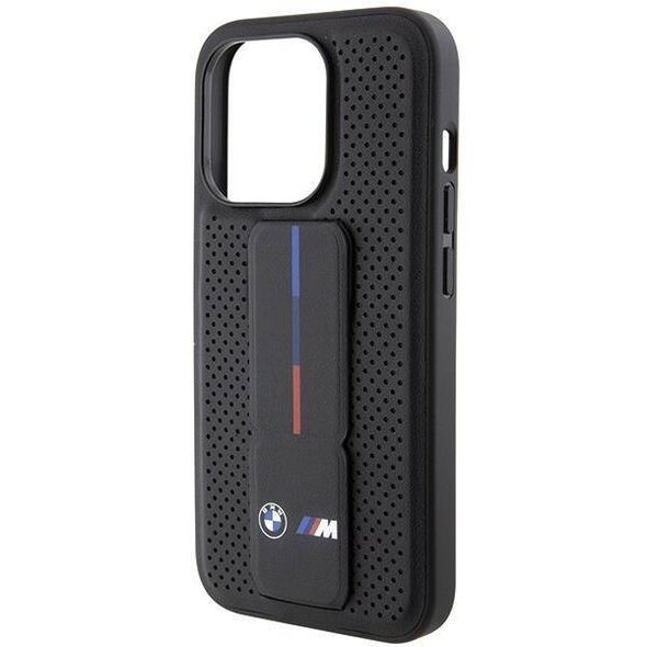 Original Case APPLE IPHONE 15 PRO BMW Hardcase Grip Stand Smooth & Perforated (BMHCP15LGSPPRK) black 3666339204587