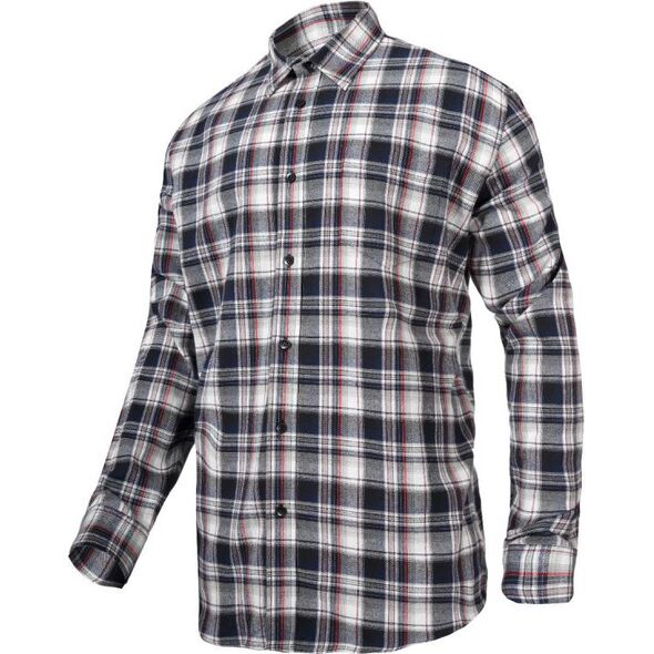 Lahti Pro Koszula flanelowa bawełniana szaro-czarna w kratę rozmiar S (L4180401)