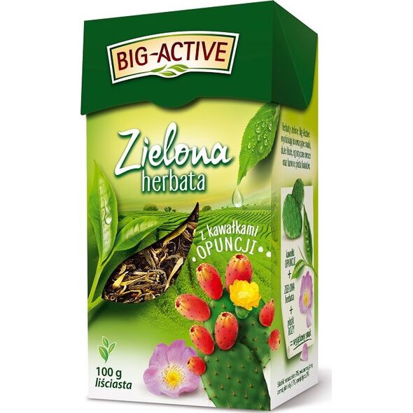 Big Active HERBATA LIŚCIASTA ZIELONA Z OPUNCJĄ BIG-ACTIVE 100G 56867922