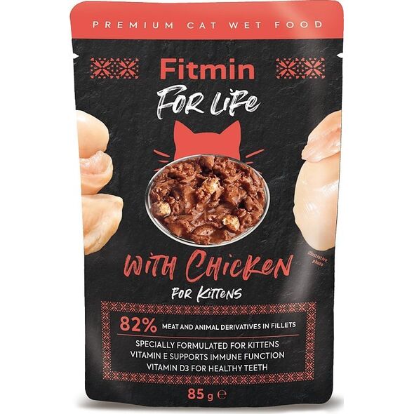 Fitmin  For life saszetka fileciki z kurczakiem w sosie dla kociąt 85g