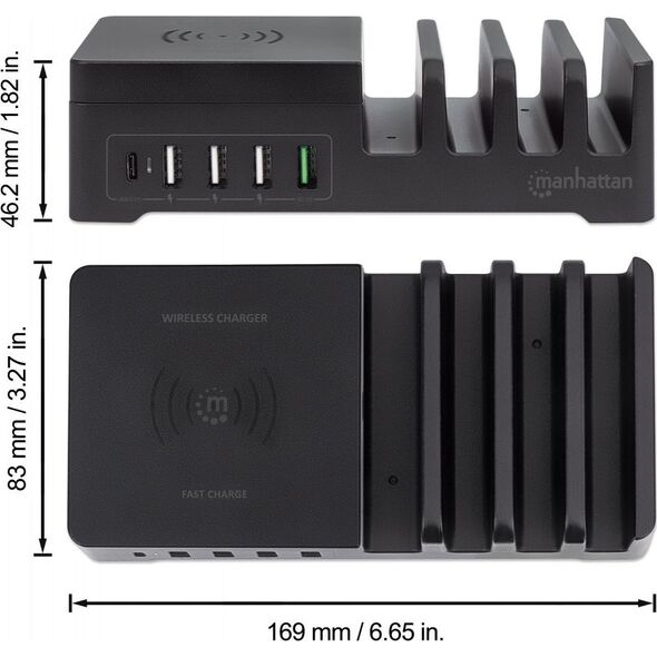 Ładowarka Manhattan 4x USB-A 1x USB-C 3 A (102230)