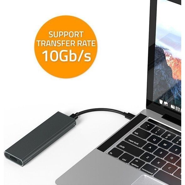 Kieszeń Qoltec Obudowa na dysk M.2 SSD | NVMe | PCIe | USB3.1 | 10Gb/s | 4TB | Grafit