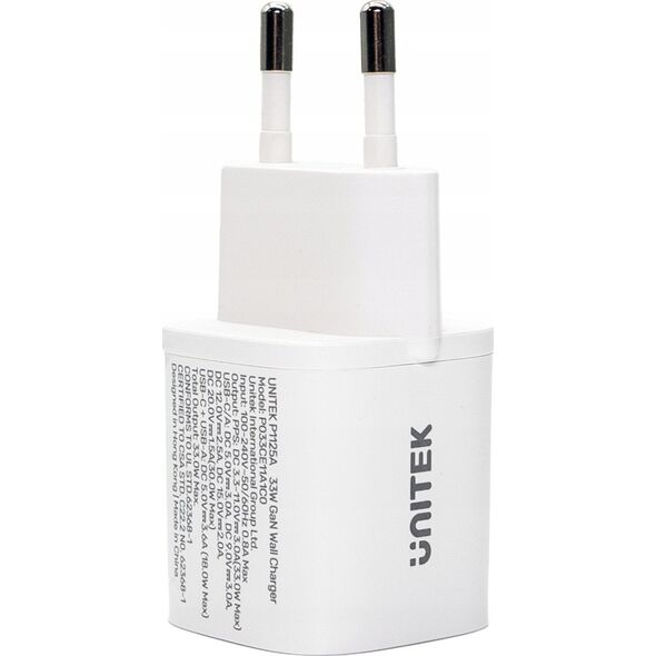 Ładowarka Unitek Unitek Ładowarka sieciowa 1x USB-A 1x USB-C QC PC 3.0 33W biała