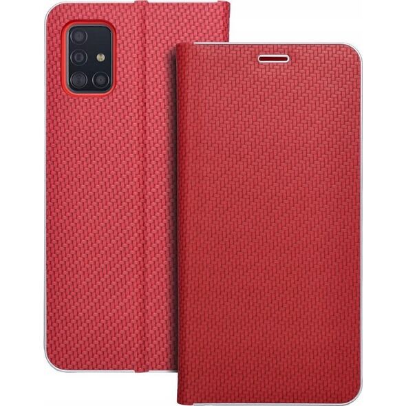OEM Kabura LUNA Book Carbon do SAMSUNG A51 czerwony