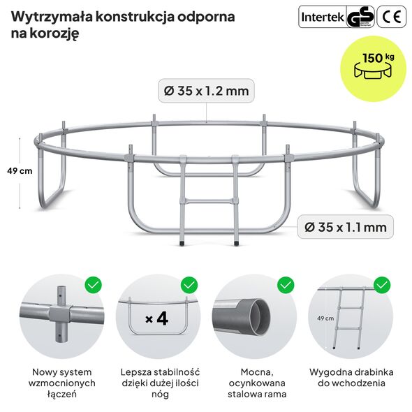 Trampolina ogrodowa Zipro Jump Pro Premium z siatką wewnętrzną 8FT 252cm