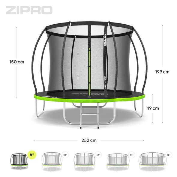 Trampolina ogrodowa Zipro Jump Pro Premium z siatką wewnętrzną 8FT 252cm