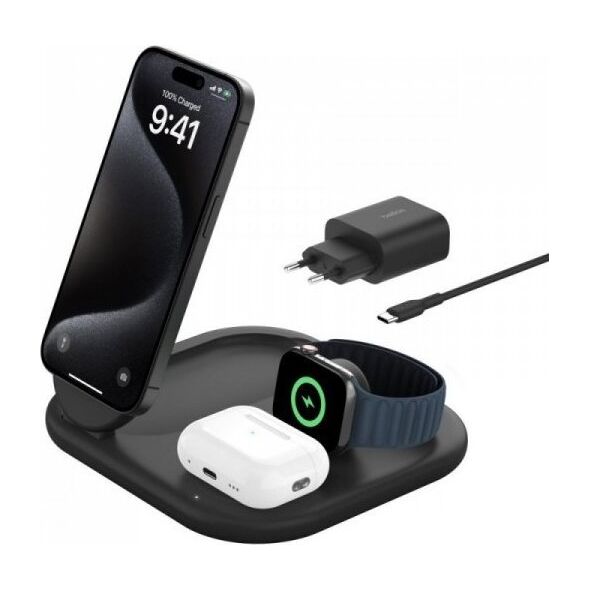 Φορτιστής Belkin Belkin BOOST Charge 3in1 Qi2 15W mag.Charg.Stand bl.  WIZ029vfBK 13671918 745883890019