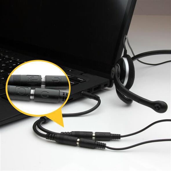 Kabel StarTech Jack 3.5mm - Jack 3.5mm x2 0.2m czarny (MUYHSMFF)