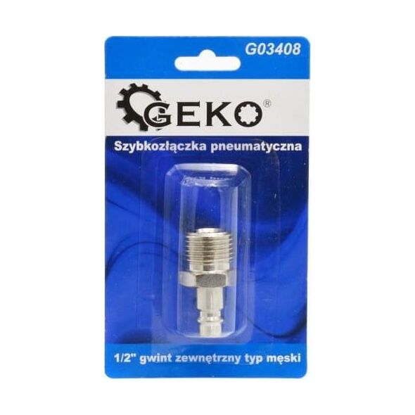 Geko SZYBKOZŁĄCZKA PNEUMATYCZNA TYP MĘSKI 1/2" GWINT ZEWNĘTRZNY (BLISTER) (10/100) G03408 GEKO