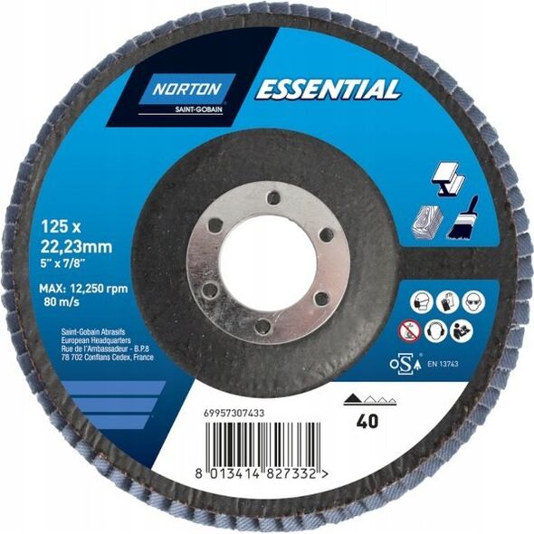 Norton Clipper Flap disc FLD FDTF 125x22 R842 NOR P40 VULNZ EU 7938826 3157629585269