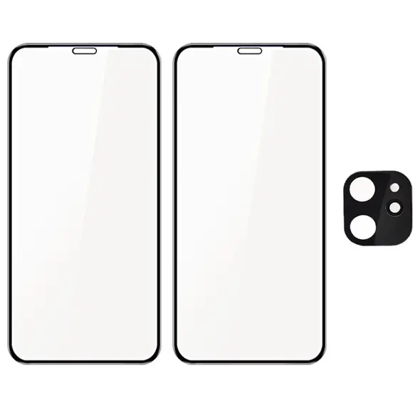 Bizon Glass Edge CF tempered glass - [2 PACK] + lens protection Apple iPhone 11 black
