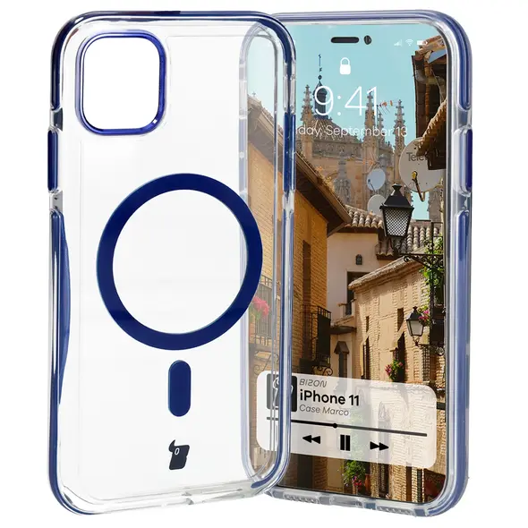 Bizon Case Marco Apple iPhone 11 clear with blue frame