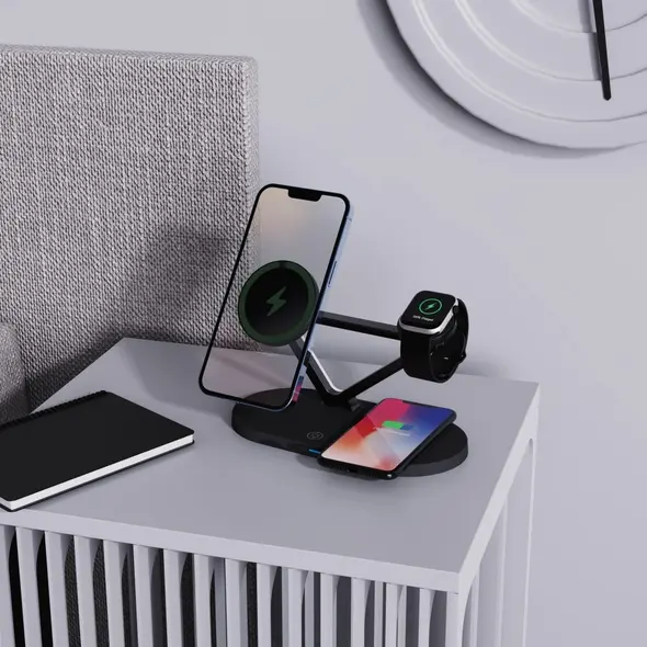 Tech-Protect QI15W-A41 3in1 Magnetic MagSafe Wireless Charger Black