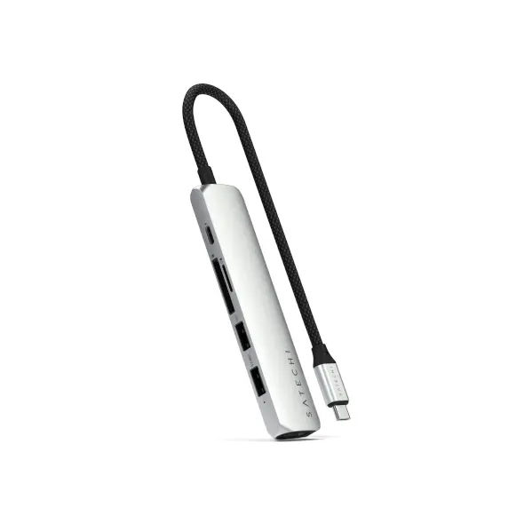 Satechi 6-in-1 HUB USB-C Slim Multiport Adapter USB-C / 2xUSB-A, USB-C, 4K HDMI, card reader silver