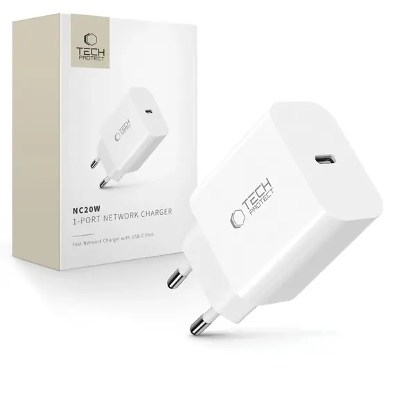 Tech-Protect NC20W 1-port USB-C Network Charger PD20W White