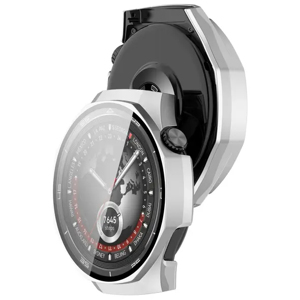 Bizon Case+Glass Watch Huawei Watch GT 5 Pro 46 mm silver satin