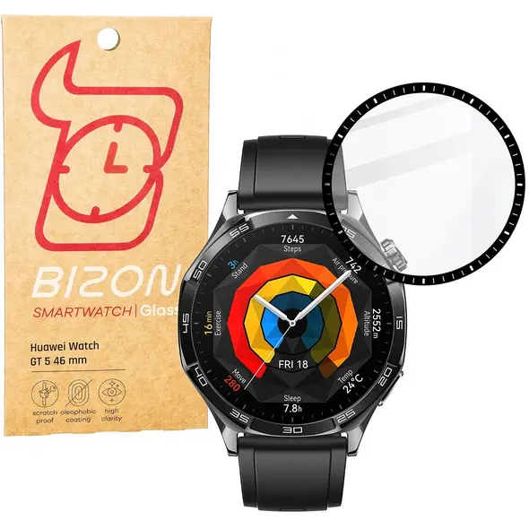 Bizon Glass Watch Edge Hybrid Huawei Watch GT 5 46 mm black