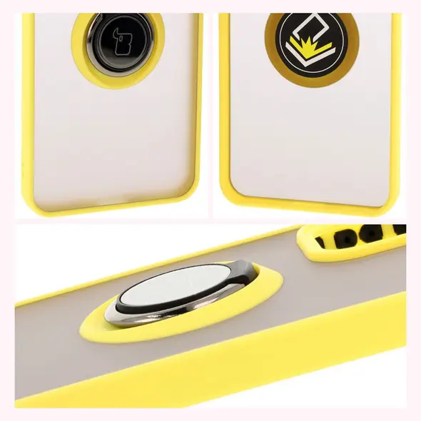 Bizon Case Hybrid Ring Oppo Reno 12 smoky with a yellow frame