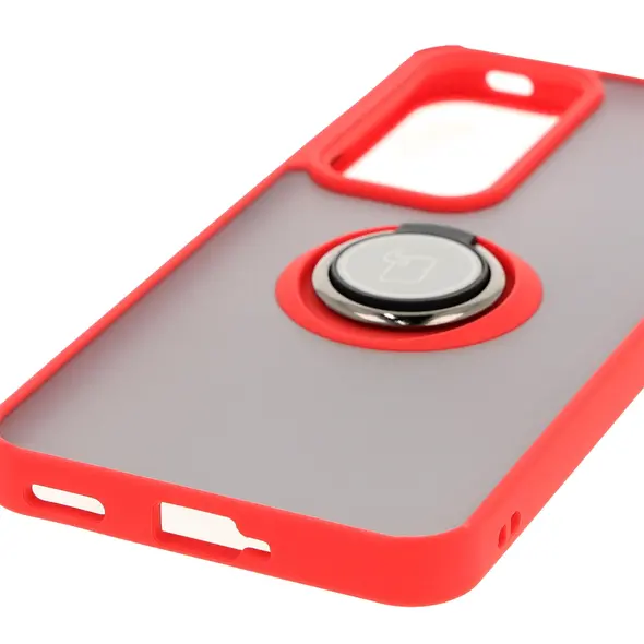 Bizon Case Hybrid Ring Oppo Reno 12 Pro smoky with a red frame