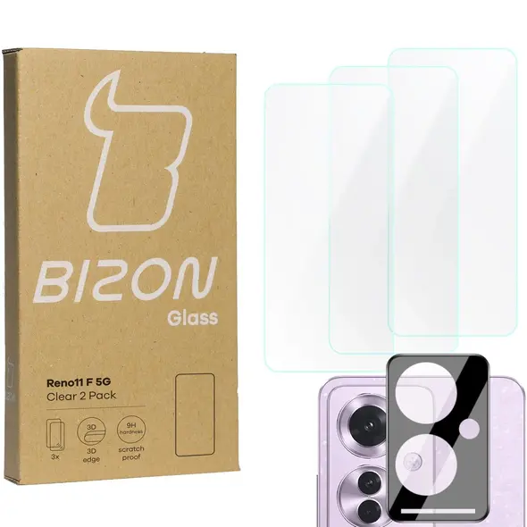 BIZON Clear 3x screen glass + camera glass Oppo Reno11 F 5G