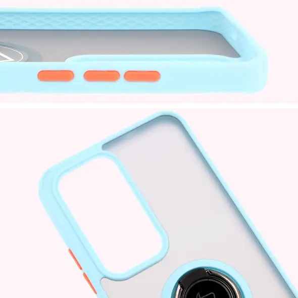 Bizon Case Hybrid Ring Oppo Reno 12 smoky with a light blue frame