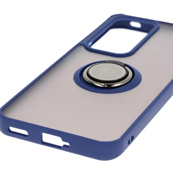 Bizon Case Hybrid Ring Oppo Reno 12 smoky with a navy blue frame