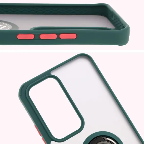 Bizon Case Hybrid Ring Oppo Reno 12 smoky with a dark green frame