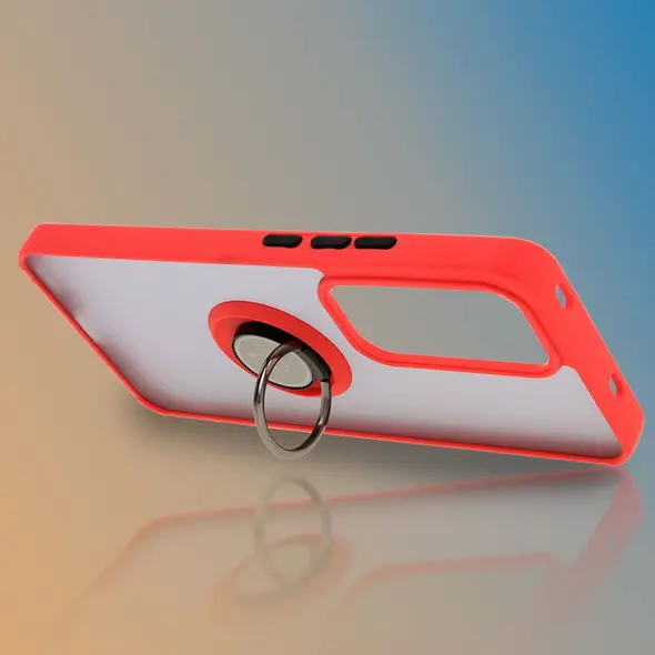 Bizon Case Hybrid Ring Oppo Reno 12 smoky with a red frame