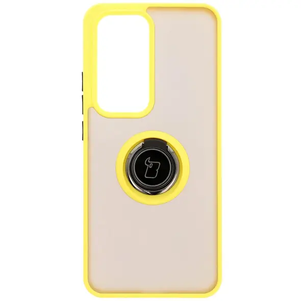 Bizon Case Hybrid Ring Oppo Reno 12 smoky with a yellow frame