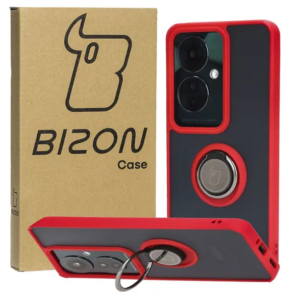 Bizon Case Hybrid Ring Oppo Reno11 F 5G smoky with a red frame