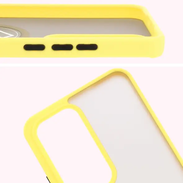 Bizon Case Hybrid Ring Oppo Reno 12 Pro smoky with a yellow frame