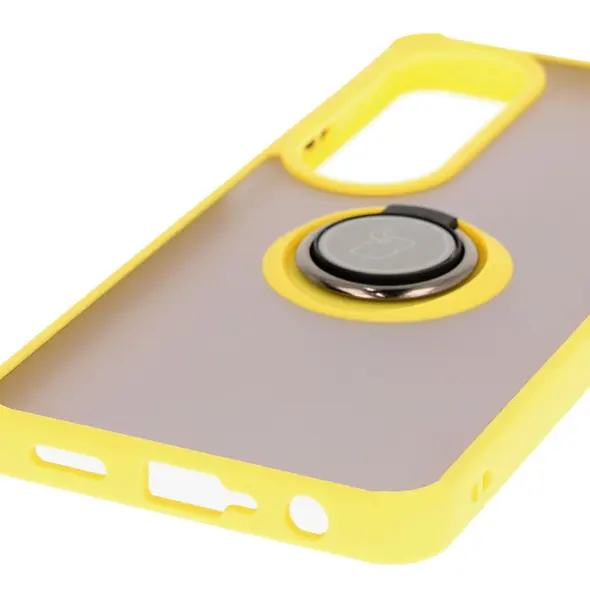 Bizon Case Hybrid Ring Oppo A60 4G smoky with a yellow frame