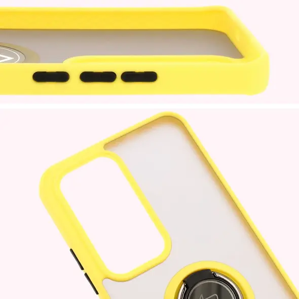 Bizon Case Hybrid Ring Oppo Reno 12 smoky with a yellow frame
