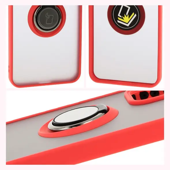 Bizon Case Hybrid Ring Oppo Reno 12 smoky with a red frame
