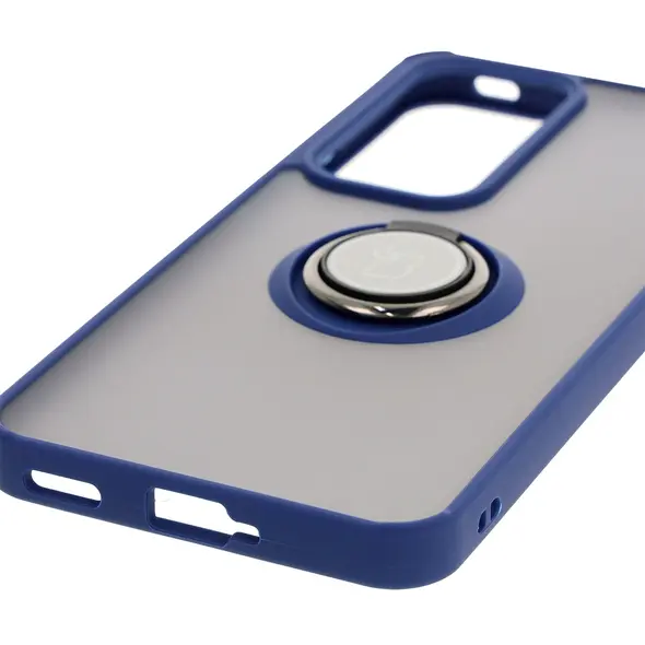 Bizon Case Hybrid Ring Oppo Reno 12 Pro smoky with a navy blue frame