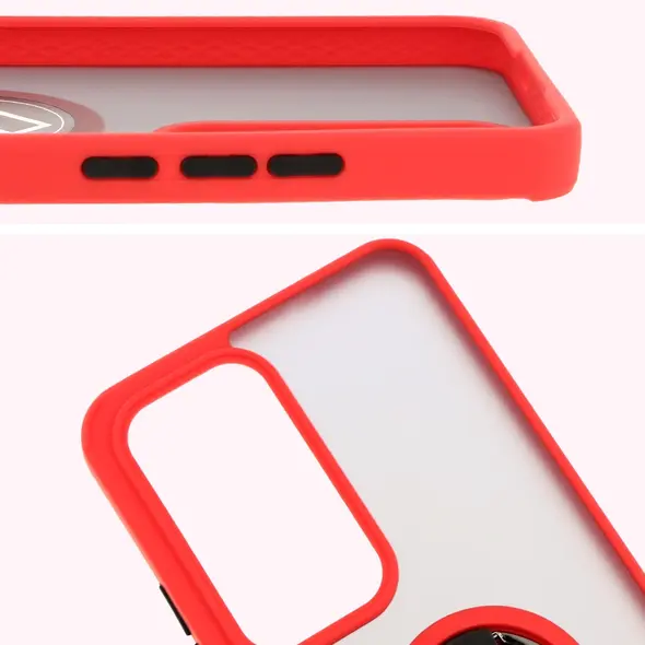 Bizon Case Hybrid Ring Oppo Reno 12 Pro smoky with a red frame