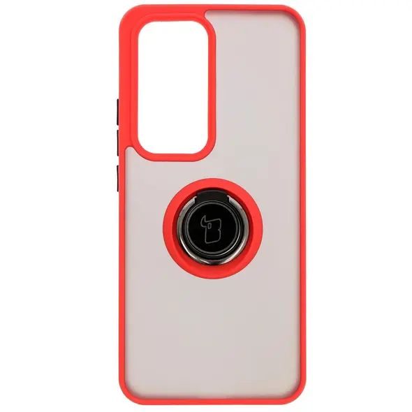 Bizon Case Hybrid Ring Oppo Reno 12 smoky with a red frame