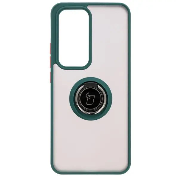 Bizon Case Hybrid Ring Oppo Reno 12 smoky with a dark green frame