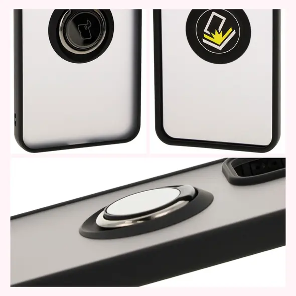 Bizon Case Hybrid Ring Oppo Reno 12 Pro smoky with a black frame