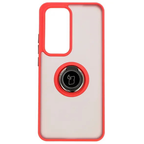 Bizon Case Hybrid Ring Oppo Reno 12 Pro smoky with a red frame