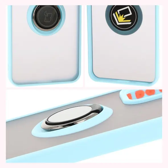 Bizon Case Hybrid Ring Oppo Reno 12 smoky with a light blue frame