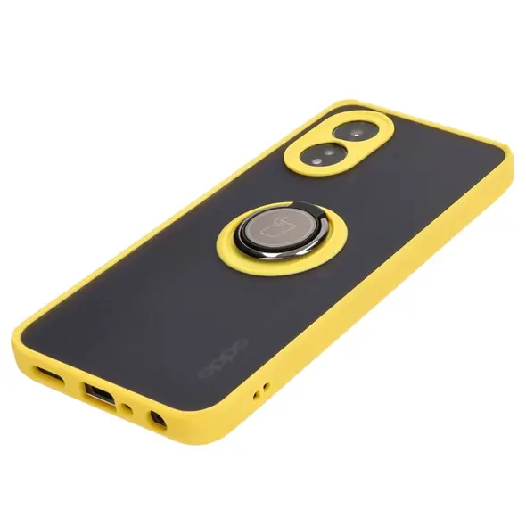 Bizon Case Hybrid Ring Oppo A38 4G smoky with a yellow frame