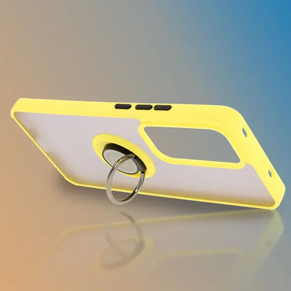 Bizon Case Hybrid Ring Oppo Reno 12 smoky with a yellow frame