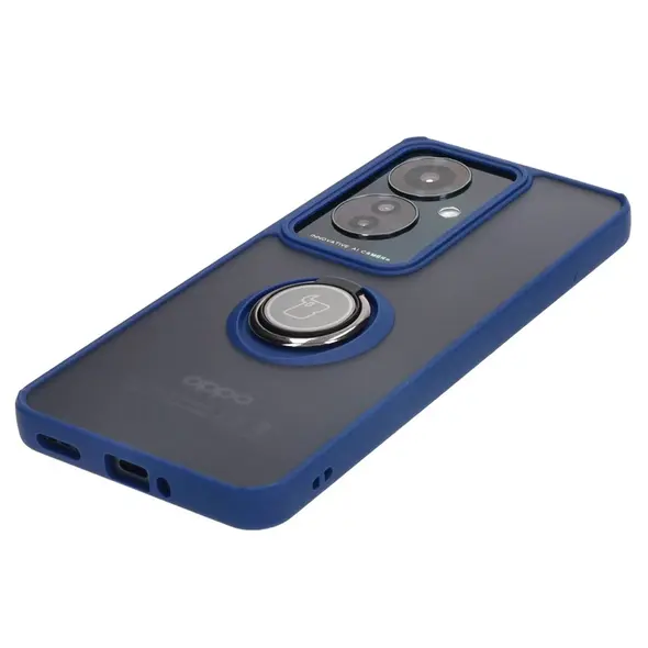 Bizon Case Hybrid Ring Oppo Reno11 F 5G smoky with a navy blue frame